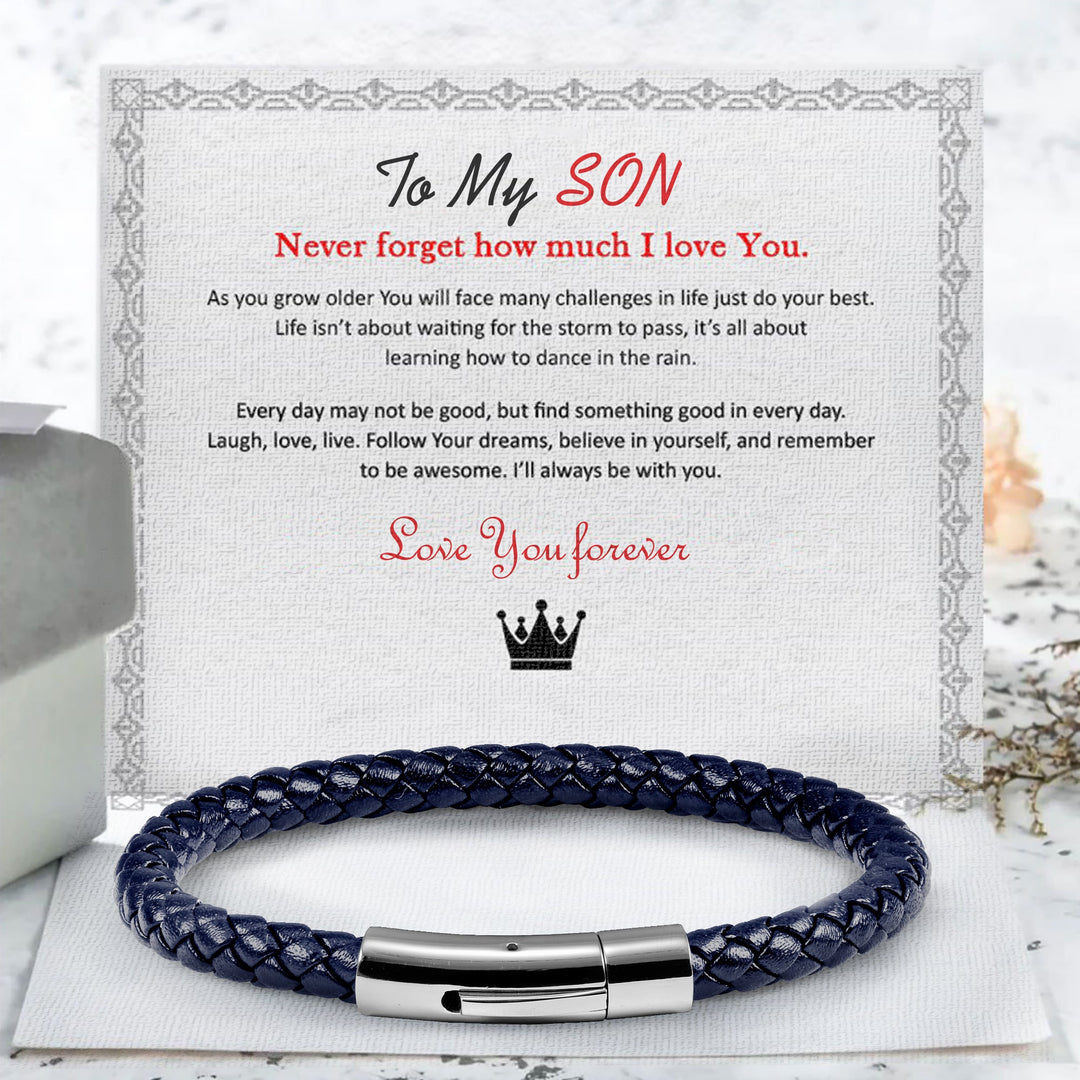 To My Son/Grandson Premium Leather Bracelet - FREE Gift box with Card - Luxesmith - Handcrafted Jewellery