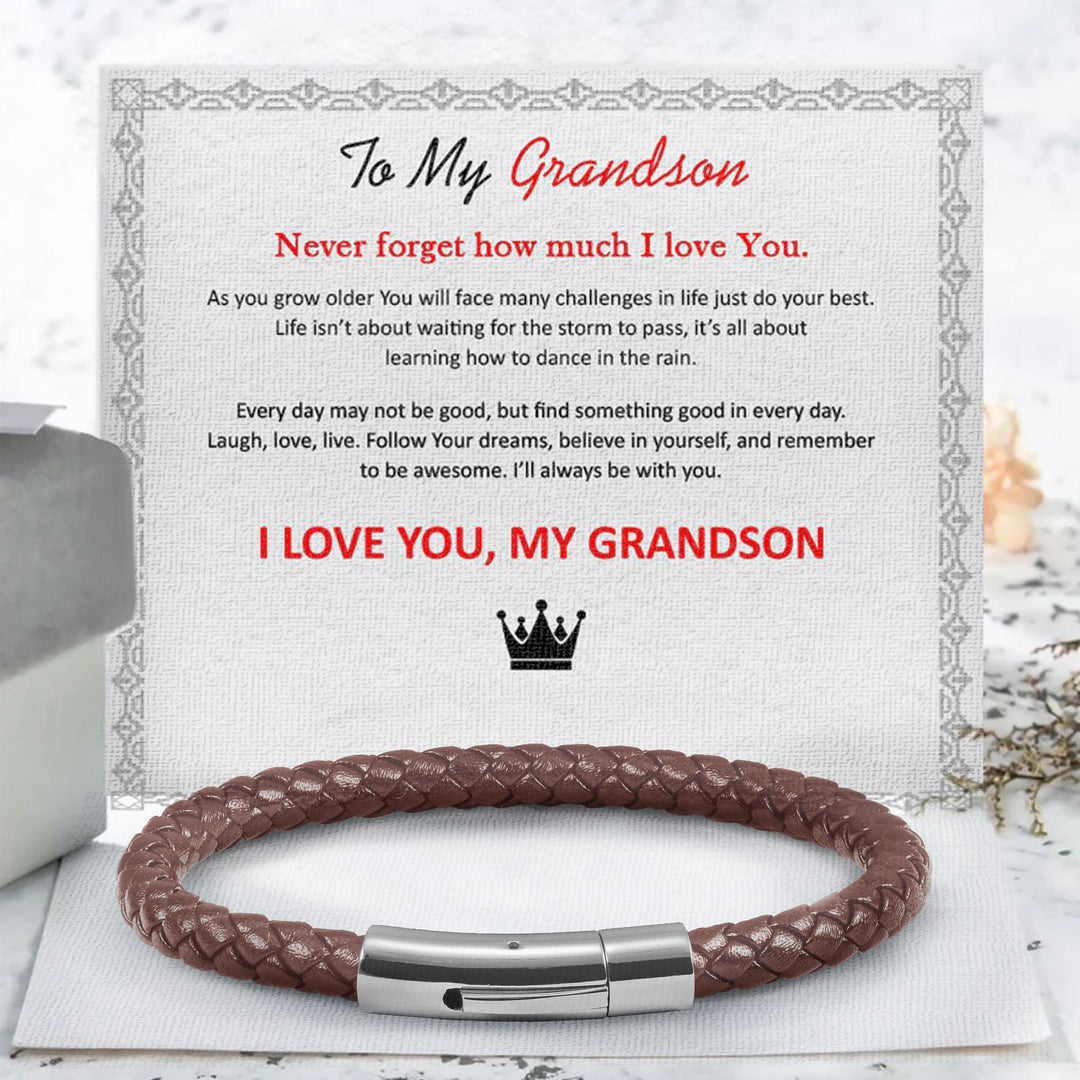 To My Son/Grandson Premium Leather Bracelet - FREE Gift box with Card - Luxesmith - Handcrafted Jewellery