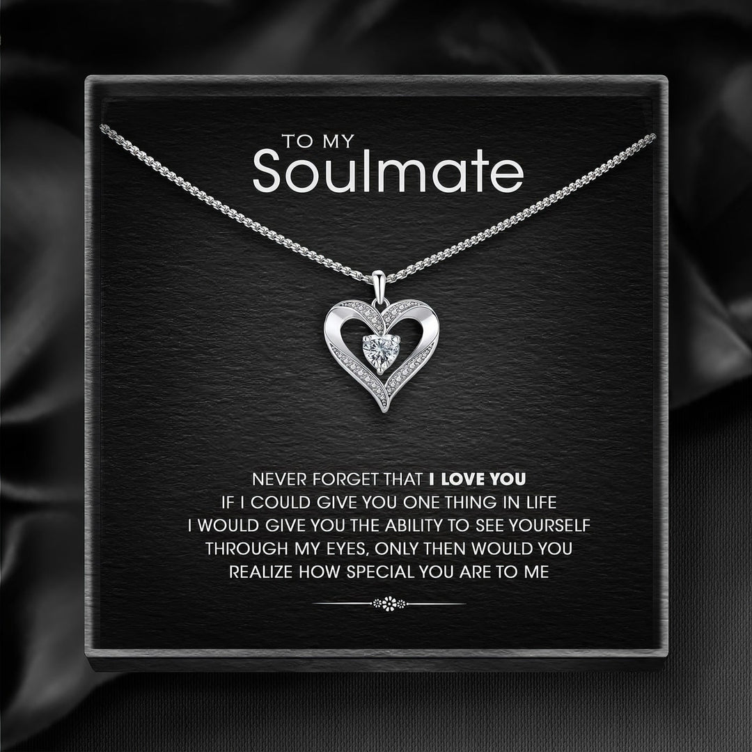 To my soulmate - Silver Love Heart Necklace - Luxesmith - Handcrafted Jewellery