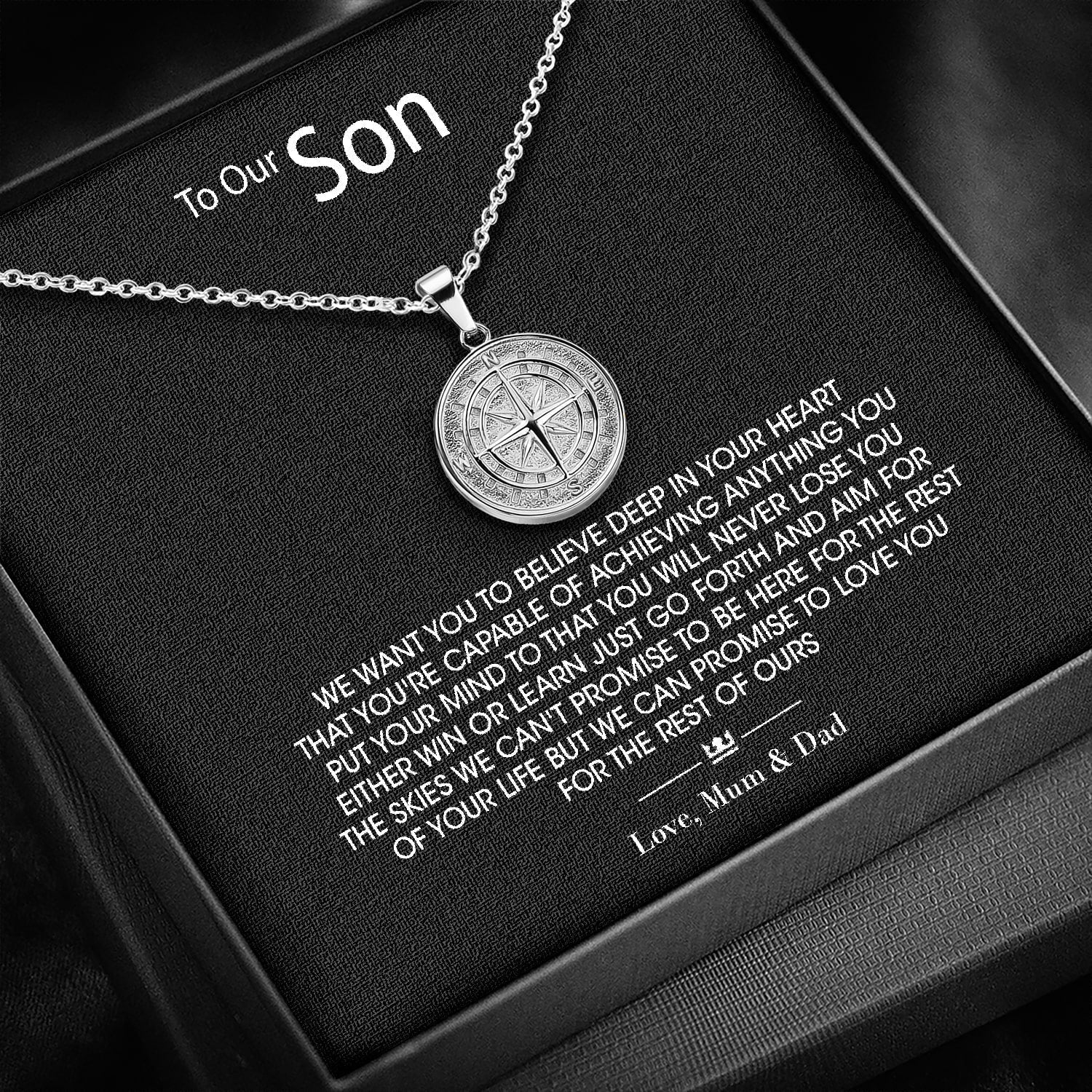 To My Son Compass Pendant
