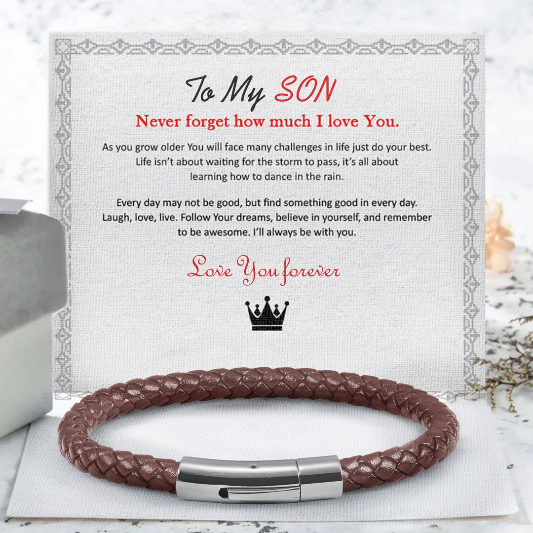 To My Son/Grandson Premium Leather Bracelet - FREE Gift box with Card - Luxesmith - Handcrafted Jewellery